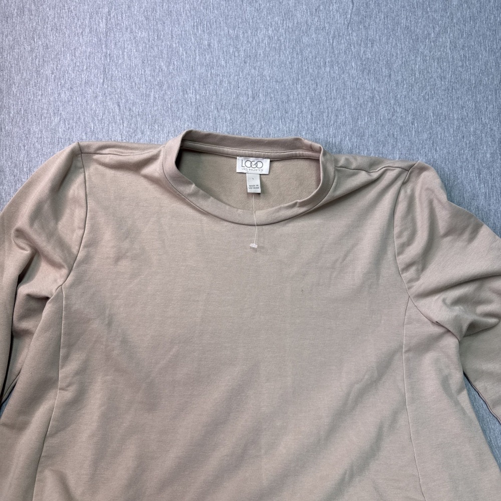 LOGO Lori Goldstein / FLAWED Long Sleeve Pleated Ruffle Hem Tunic Top / Size S